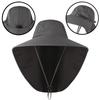 Unisex Wide Brim Sun Hat with Neck Flap UPF 50+ Breathable Cooling Neck Guard Safari Cap for Hiking Fishing