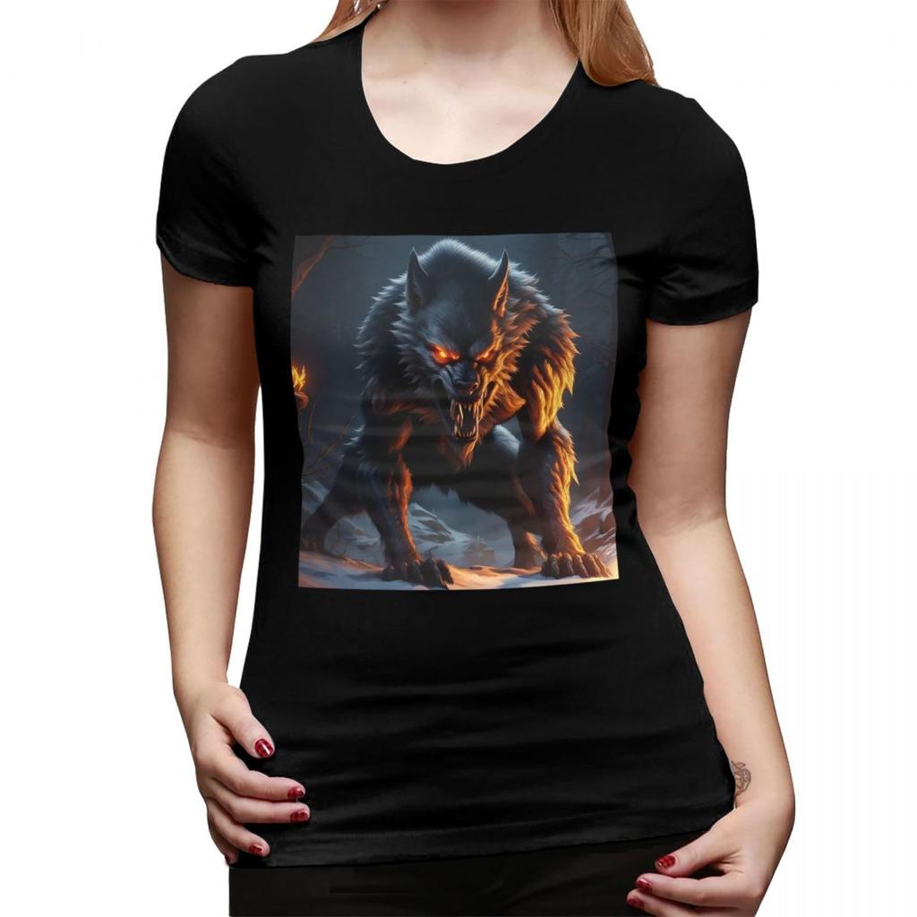 The Werewolf TShirt for Women Round Neck Streetwear T Shirts Womens Short Sleeve Summer Clothes Tops
