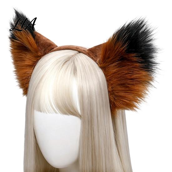 Realistic Fox Ears for Women Fluffy Headband Costume Party, 3D Plush Ear Hair Accessories, Decorative Hairband Girls Party Dress Up Accessories