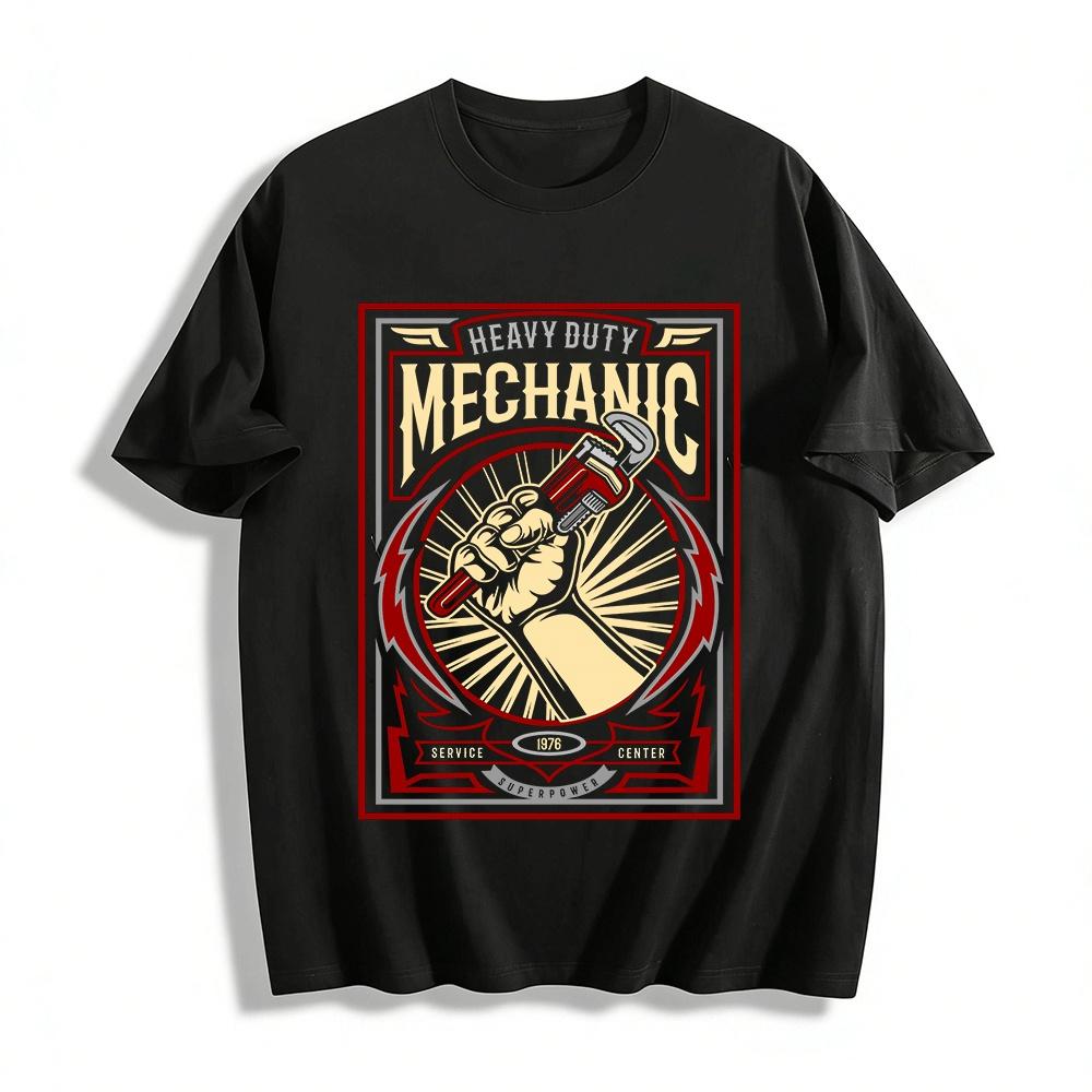 

Heavy Duty Mechanic Wrench Print Vintage Workwear Style Men s T-Shirt Pure cotton T-shirt XXS