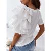 GMXIA Summer Simple and Fashionable Ruffled Short-sleeved, Versatile O-neck T-shirt