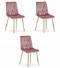 Libra Chair - Pink Velvet / Wood Color Legs X 3