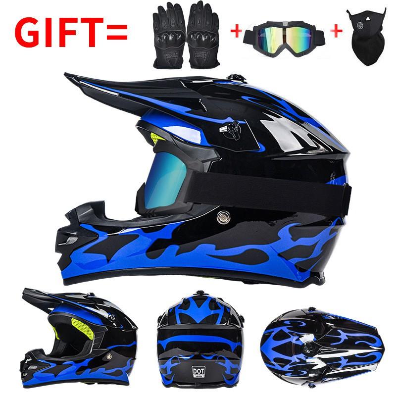 Full Face Motorcycle Helmet Off-Road ATV Dirt Bike Mountain Downhill Karting Kids Safety Headgear ABS