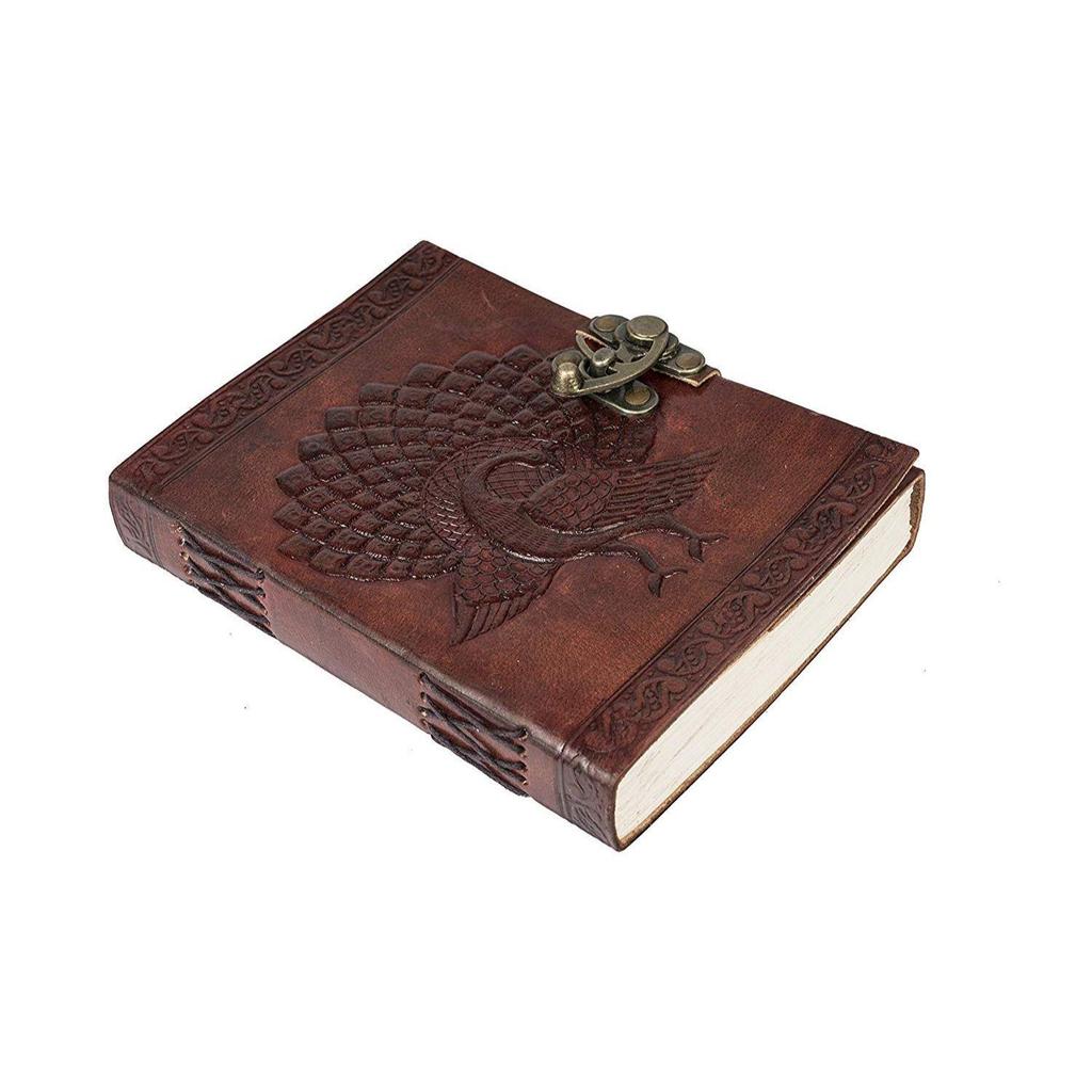 Handmade Embossed Travel Diary with Classic Style/Formate With Hook - Brown. Size 5x7 Inches.