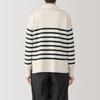 MUJI Washable Milan Rib Knit XXL Women's Half-Zip Sweater, BA1OZA4A, Off-White Striped, Women's