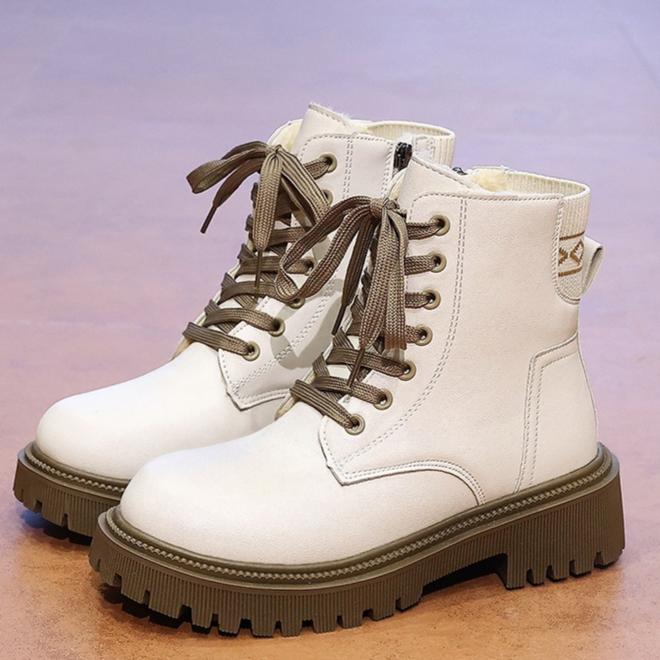 2025 New Fashion Thick Sole Women's Boots Large Size Women's Shoes Black Keep Warm Fleece Platform Lace-up Ankle Boots 4875