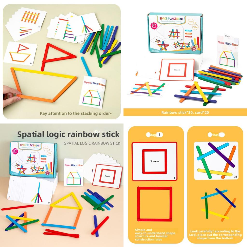 Rainbow Stick Math Toy For Kid With Wooden Counting Beads Educational Game For Early Learning