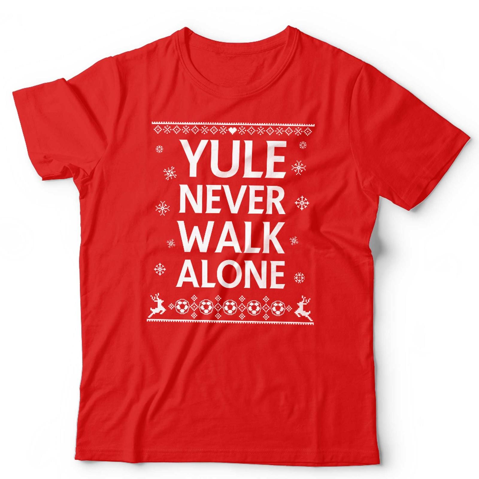 Christmas Football Ugly Tshirt Unisex and Funny Yule Never Walk Alone Xmas L