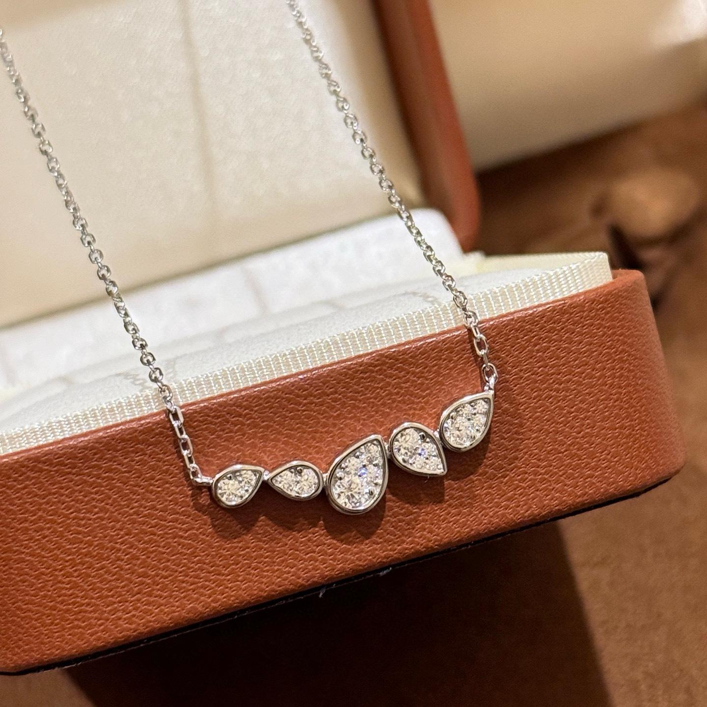 

Musla Design 100% Pure 925 Sterling Silver Pave Aaa Zircon Water Droplet Dewdrop Shape Necklaces For Women Wedding Jewelry