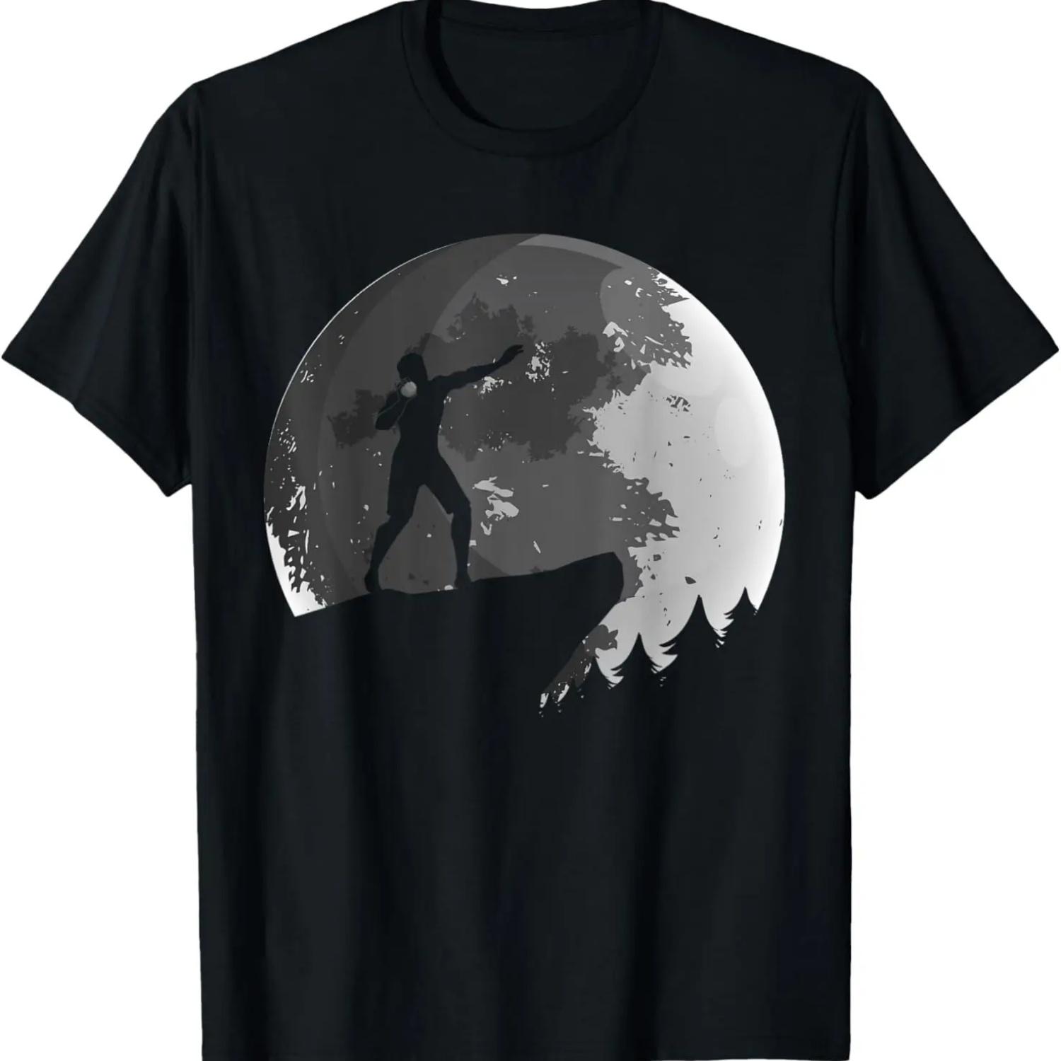 

Толкание ядра Полнолуние Атлет-метатель Метатель Мужская футболка XXXXXL чёрный