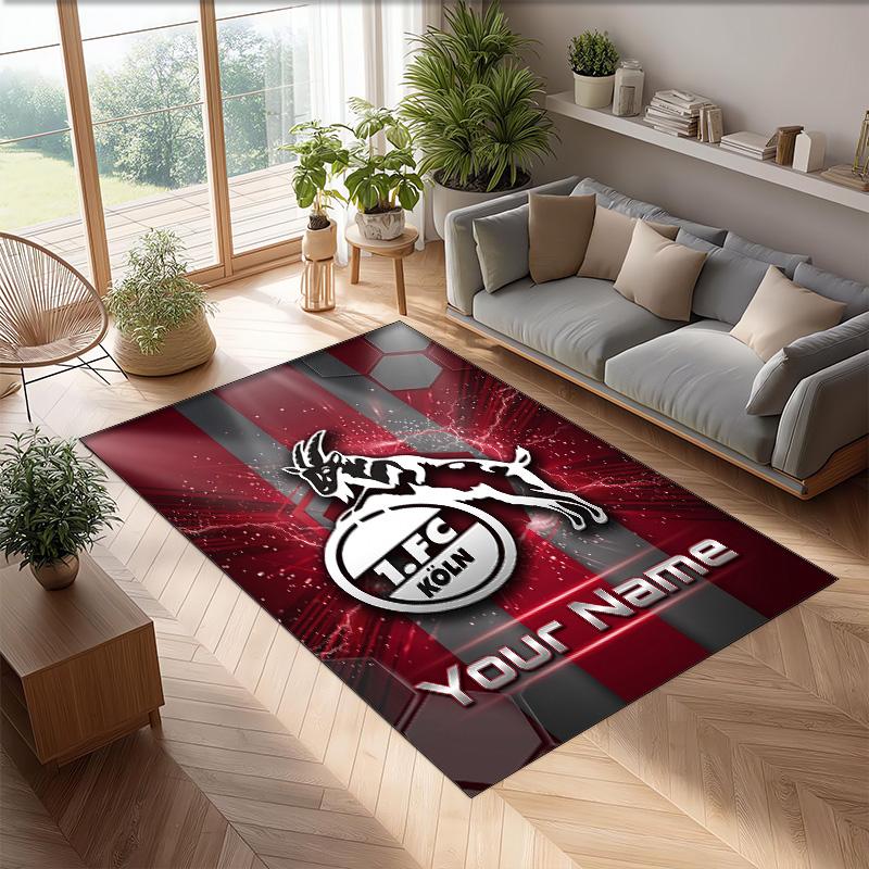 FC Köln Printed Crystal Velvet Rug Non‑Slip Crystal Velvet Carpet For Sofa Bedroom Indoor Home Decoration