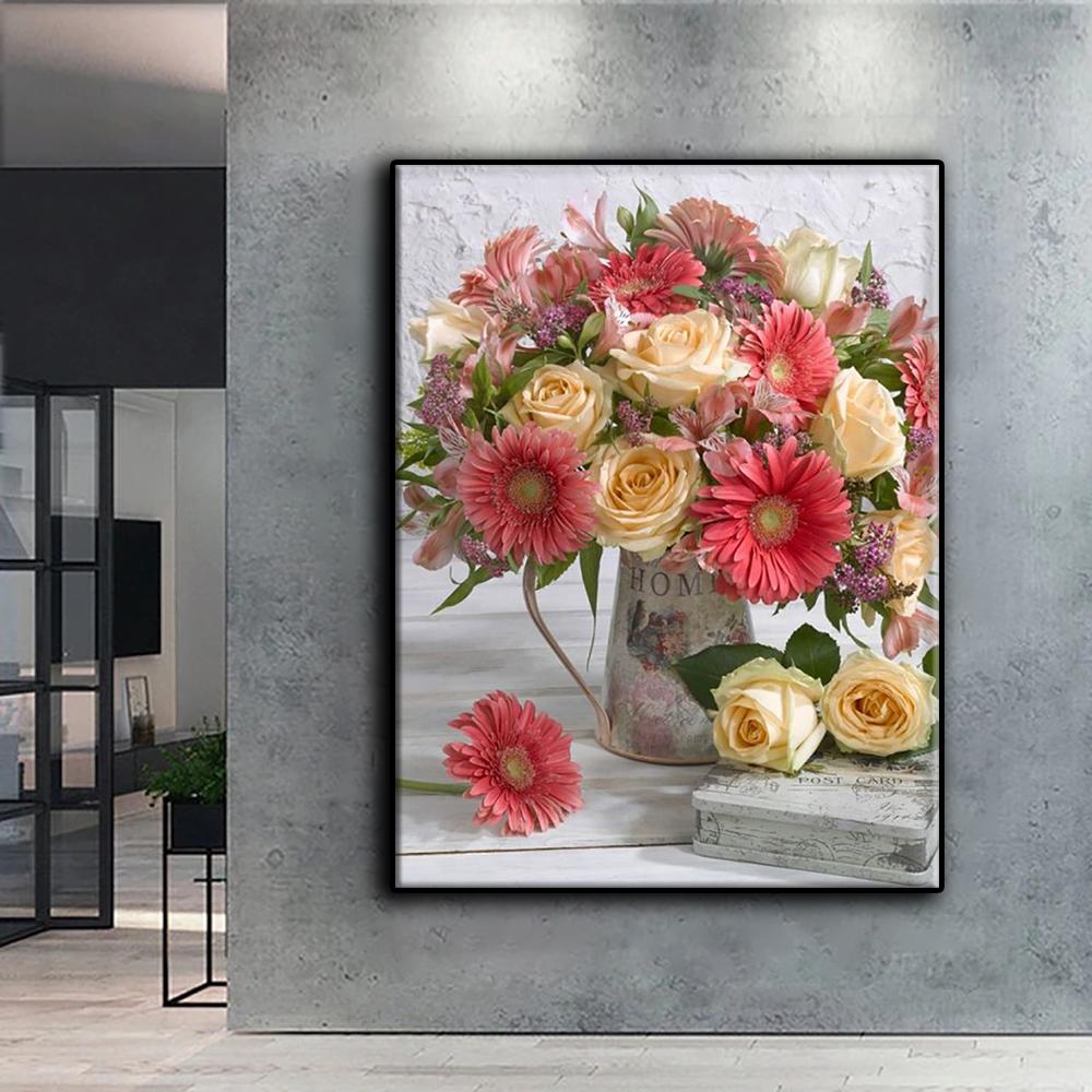 5D Diamond Painting Potted Flowers DIY Diamond Embroidery Rhinestone Home Decoration