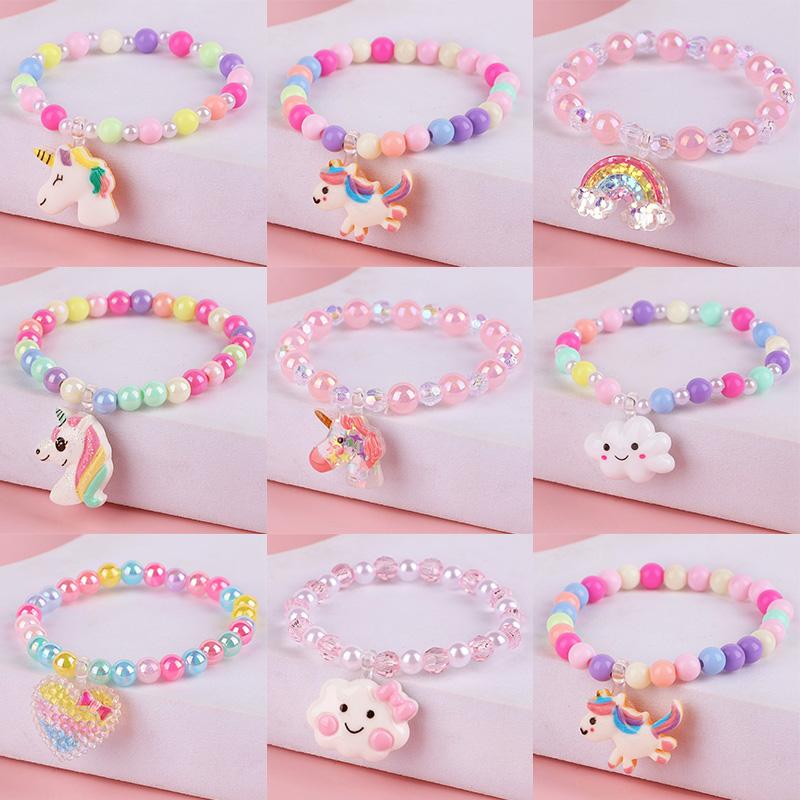 5pcs Rainbow Unicorn Colorful Beads Bracelet Kids Birthday Party Favors for Guest Goodie Bag Pinata Filler Girls Christmas Gift