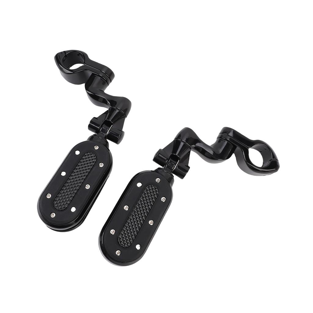Motorcycle Highway Peg Adjustable Motorcycle Foot Peg with Flip Out Heel Rest for 1.25 Inch Engine Guard Rod