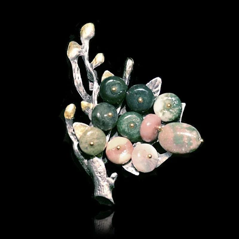 Mode Naturstein Blume Brosche Schmuck Große Broschen Metall Bankett Kleidernadeln Broschen Schalclip Elegante Accessoires