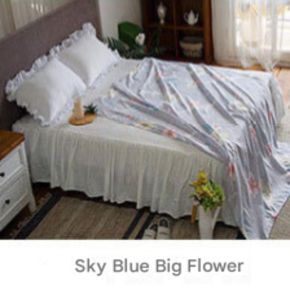 Ripple Embo Single-Layer Quilt - Sky Blue Big Flower