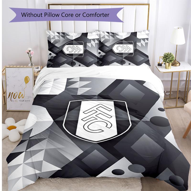 Fulham Football Printed 3 Pieces Bedding Set, Comfortable Skin Friendly Bedroom Duvet Cover Set