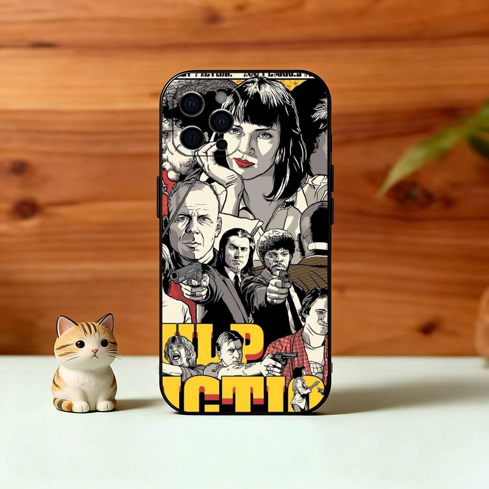 P-Pulp F-Fiction Movie Phone Case For iPhone 17, 16,15,14,13,12,11 Plus,Pro Max, Others Soft Black Cover