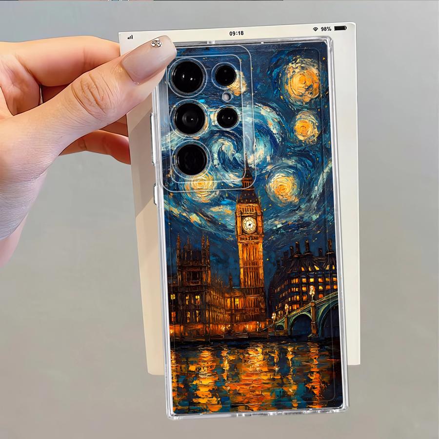 Hülle für Samsung Galaxy S26 S25 Edge S24 S23 Ultra S20 Plus S21 Note 20 Ultra 10 S22 FE Handyhülle Van Gogh Sternennacht