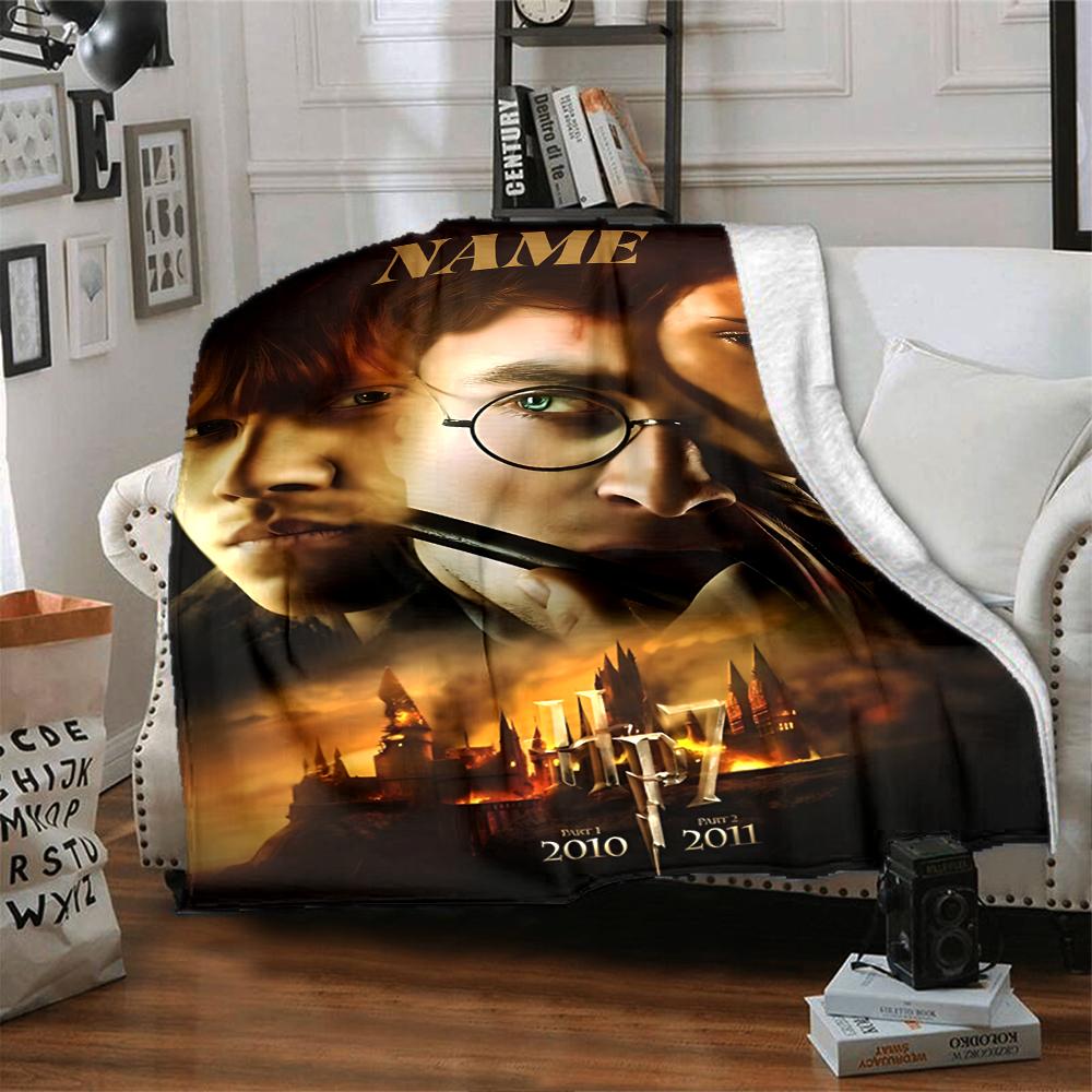 Custom Name "Harry Potter's Magical Journey" blanket for Couch & Bed, Plush Cozy Fuzzy Blanket Super Soft & Warm Blankets for Fall and Winter. 0908113