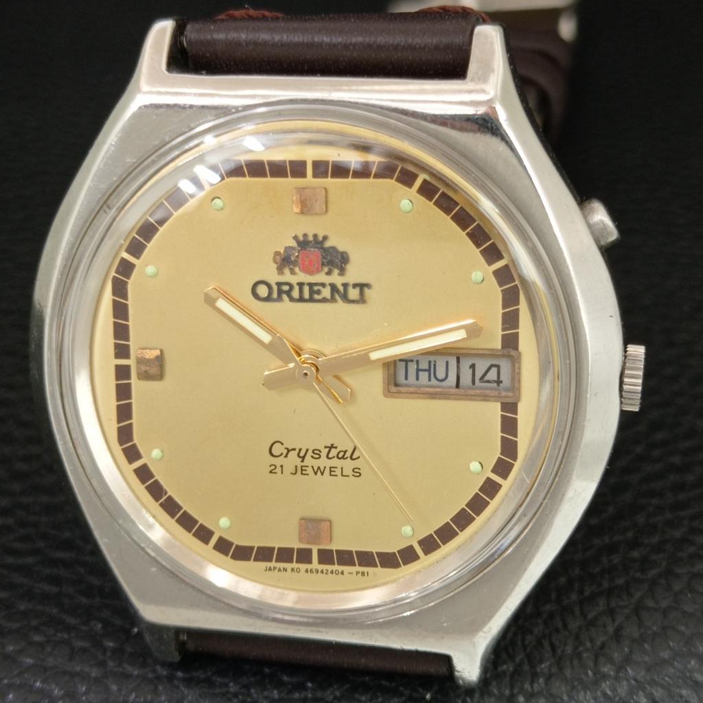 AUTOMATIC VINTAGE ORIENT CRYSTAL 46941 JAPAN MENS ORIGINAL DIAL WATCH A706955-1