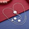 925 Sterling Silver Fashion Snake Chain with Three Roses Necklace Wedding Gift Jewelry