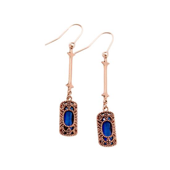 Anniversary Antique Hollow Rectangle Cubic Zirconia Pendant Women Hook Earrings