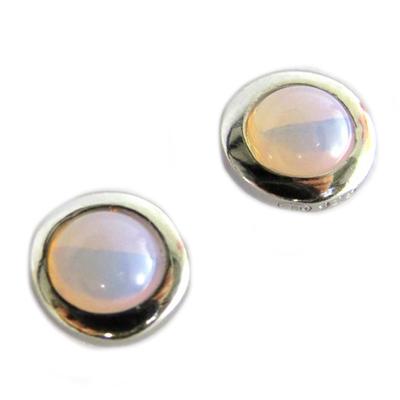 [P0654] - Ασημένια σκουλαρίκια 'Πριγκίπισσα Οπαλίνα' ροζ ιριδίζον ασημί (ροδιωμένα) - 5 mm