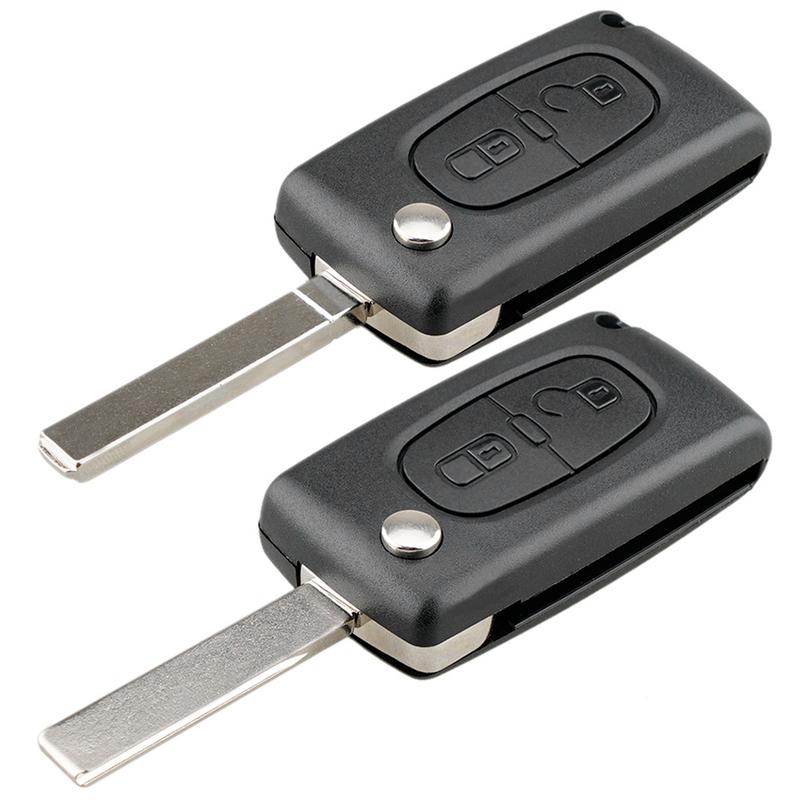2 Buttons Flip Folding Key Case Black Remote Flip Folding Key Shell Cover Case for Peugeot 207 307