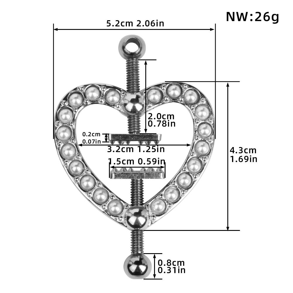 New Love Shaped with Pearl Nipple Clamps Steel Breast Stimulator Clips Spring Pull Slave Bondage Flirting Women Toy Accessories