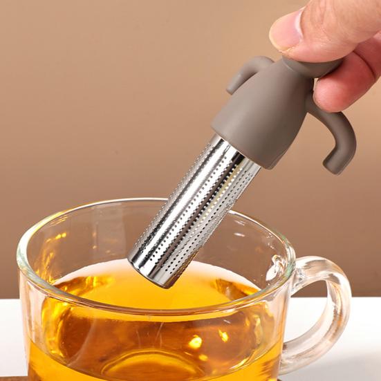 Figure-Shaped Silicone Tea Infuser Flexible Heat-Resistant Tea Strainer for Loose Leaf Easy-Clean Filter for Home Office Novelty Tea Accessory