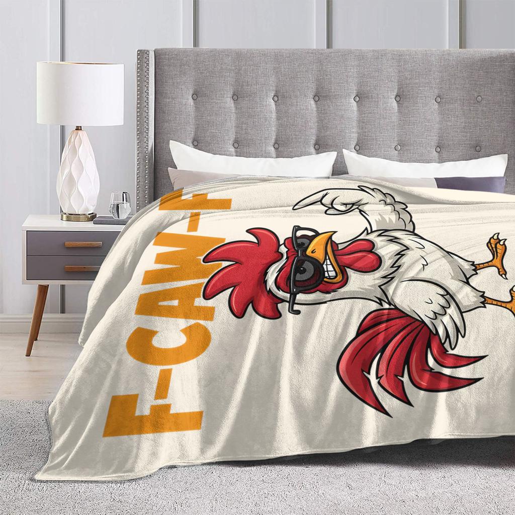 F-Caw-F Chicken FCAWF Humor Quote Rooster Meme Blanket Cover Fleece Super Soft Throw Blankets for Car Sofa Couch Bedroom Quilt