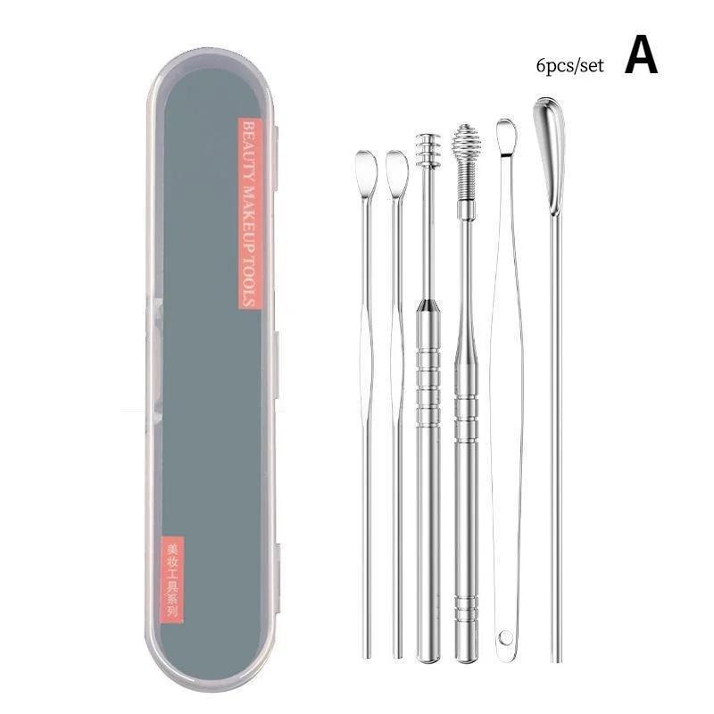 6/7/8-teiliges Set Ohrschmalz-Entferner Reinigungs-Edelstahl-Ohrlöffel Wachsentferner Kürette Ohrreiniger Löffel Pflege Ohren