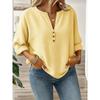 New Women's Casual Long-sleeved V-neck Door Barrel Regular Clean Multi-color Top T-shirt