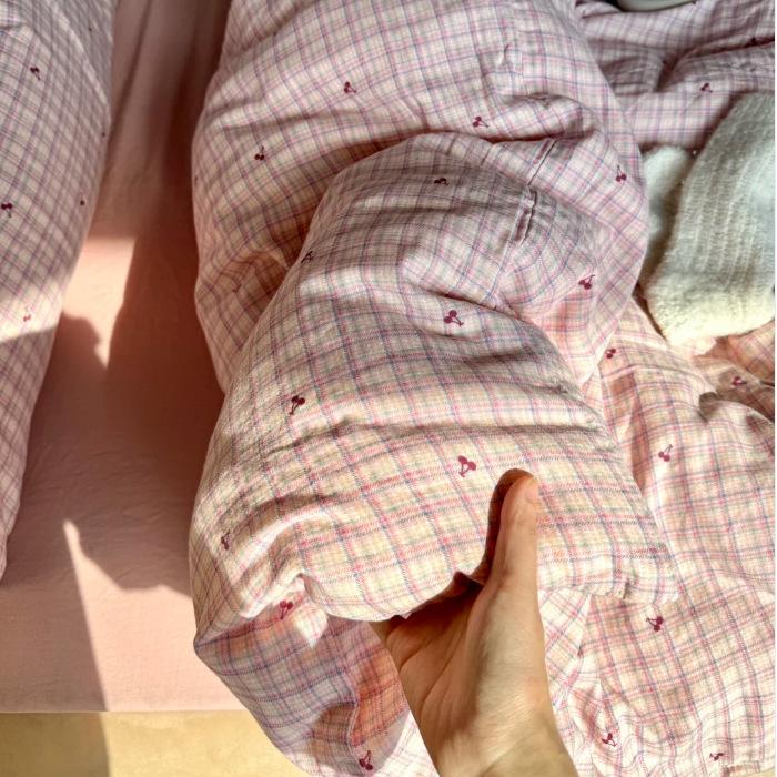 Live Broadcast Explosion Class A Maternal And Infant Grade Cotton Pure Cotton Double-Layer Yarn 4-Pcs Set Student Children'S Dormitory 3Pc Quilt Cover