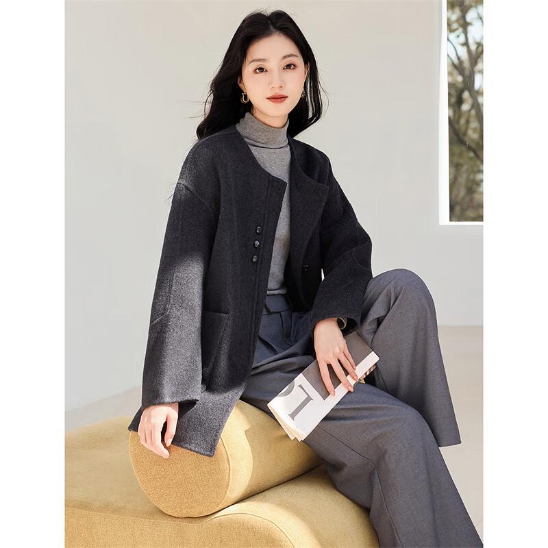 Xinfeyu Women's Oversized Double-Faced Wool Coat