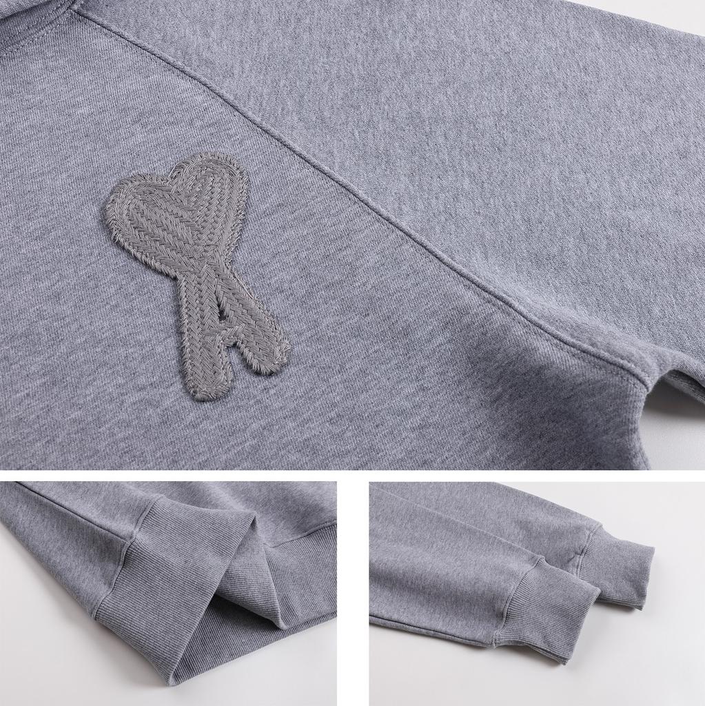 AMI 2025 Autumn/Winter New Knitted Large Logo High Quality Cotton Hoodie Sweatshirt Couple Hoodie