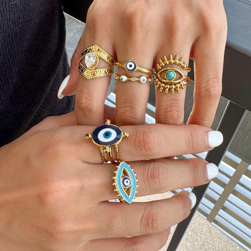 European and American Fashion Devil's Eye Titanium Steel Plated 18K Gold Ring Niche Original Design High-End Jewelry That Does Not Fade