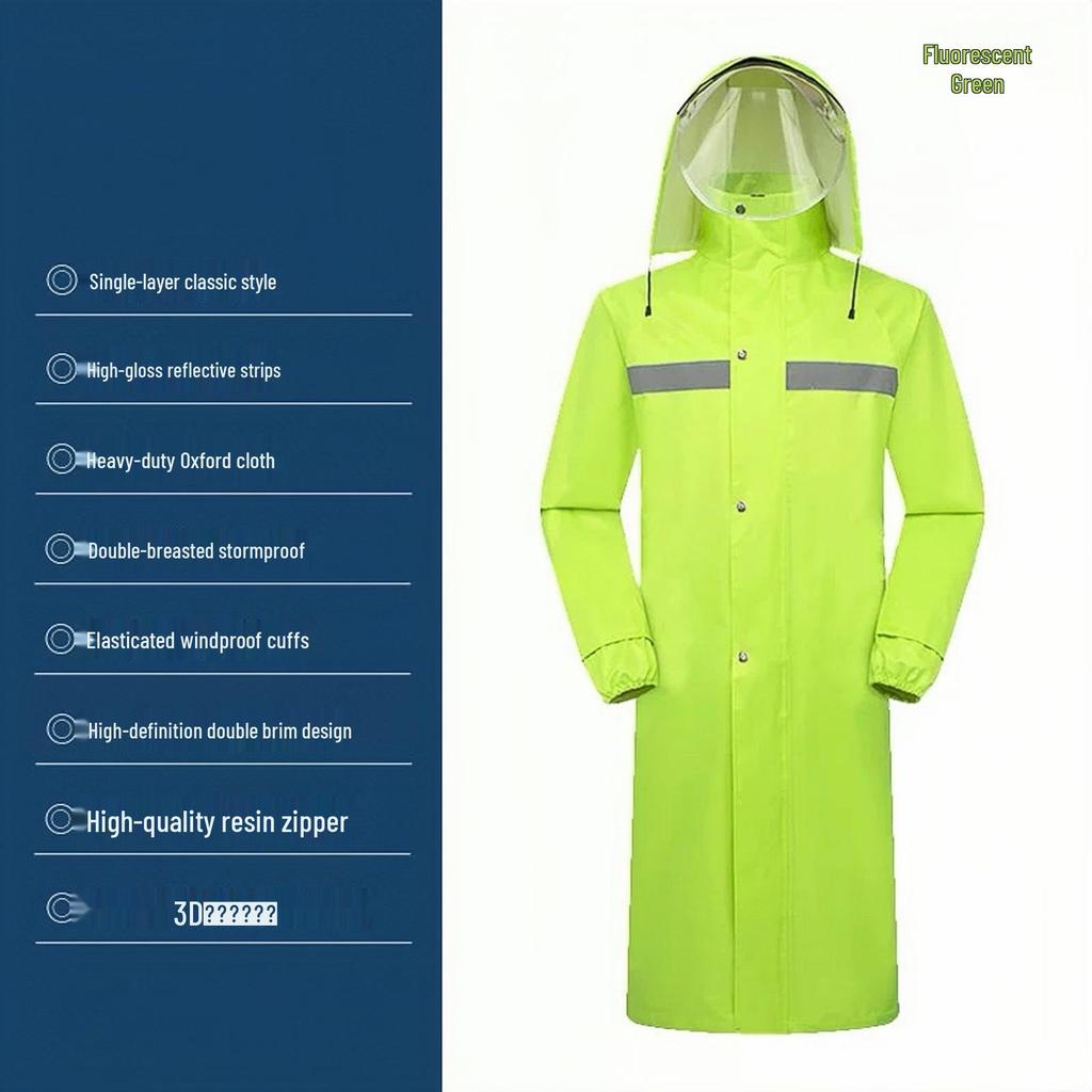 New Fashion Full-Length Outdoor Raincoat - Extended Hiking & Cycling Windbreaker