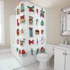 TU Christmas Shower Curtain Festive Holiday Bathroom Decor Reindeer Snowman Pattern Waterproof Fabric Backdrop Home Decoration G
