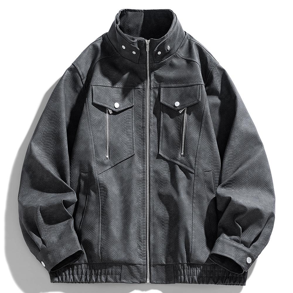 

Мужская кожаная куртка со стойкой, красивая весенне-осенняя американская модная универсальная куртка из ПУ кожи на молнии 4XL
