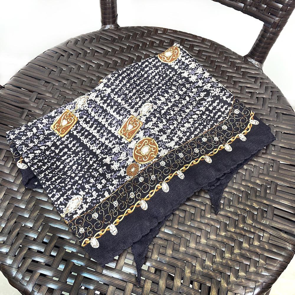 Lace Silk Wool Diamond Scarf: Versatile Autumn/Winter Double-Sided Mulberry Silk and Wool Shawl