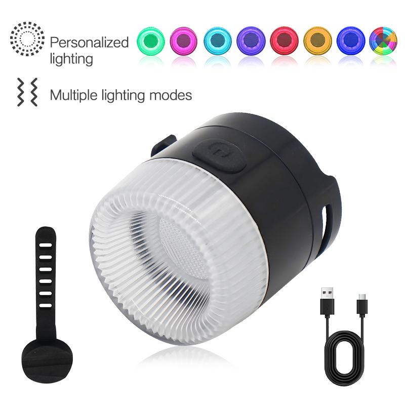 

Велосипедный задний фонарь Светодиодные бусины Цветной Предупреждающий Задний фонарь Зарядка Type-C 8 режимов Задние фонари Велосипедные аксессуары для ночной езды