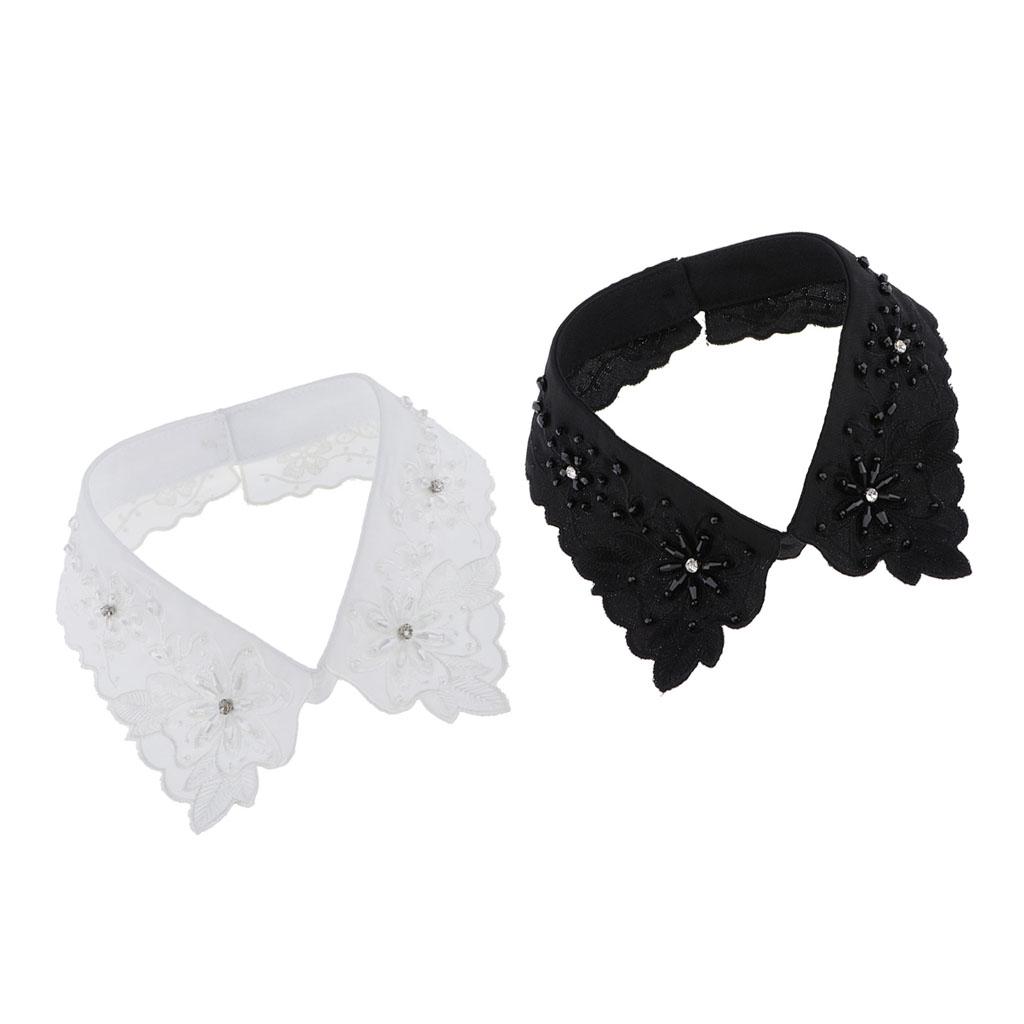 Women Rhinestone Faux Collar Detachable Necklace Shirt Accessories Lightweight Crystal Flower for Garment Decoration