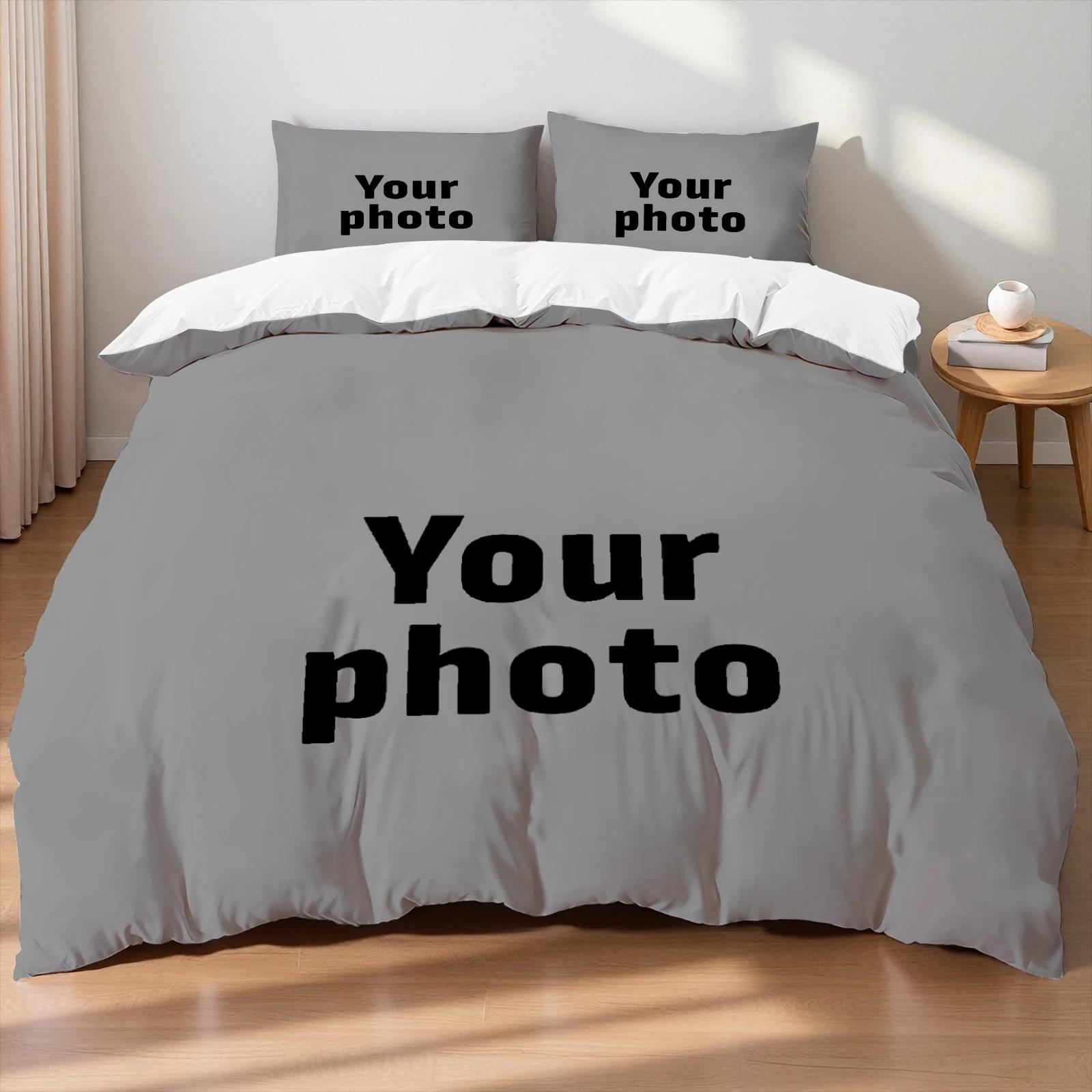 

Custom Photo Bedding Set 3D Printed Duvet Cover Set Upload Your Photo Logo Soft Single Double Queen Size Bed Set For Home Decor Eu Single 135x200cm