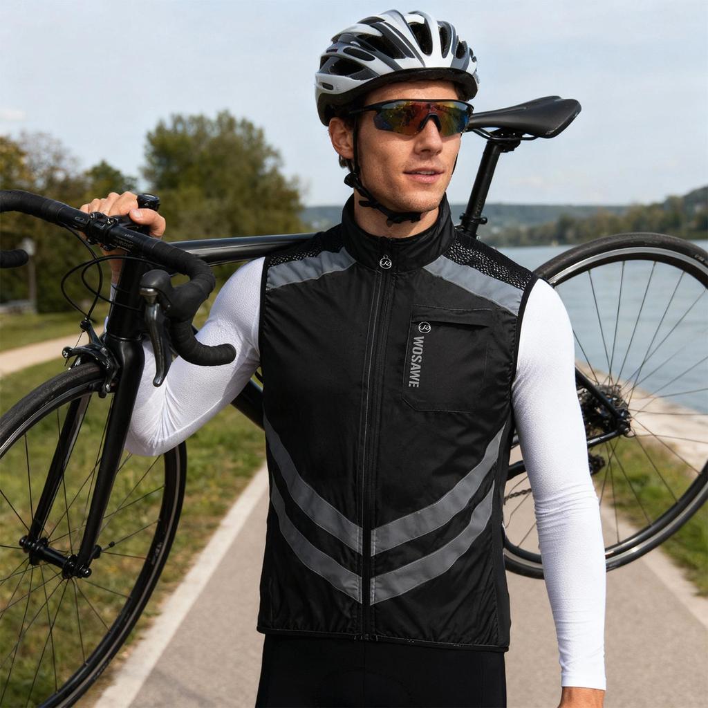 WOSAWE Fahrradweste, ärmellos, winddicht, reflektierende Kleidung