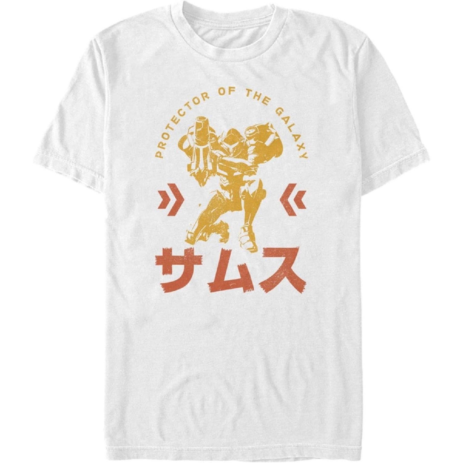 Fifth Sun Men s Nintendo Metroid Samus Protector of The Universe Kanji T-Shirt XXXXXL белый