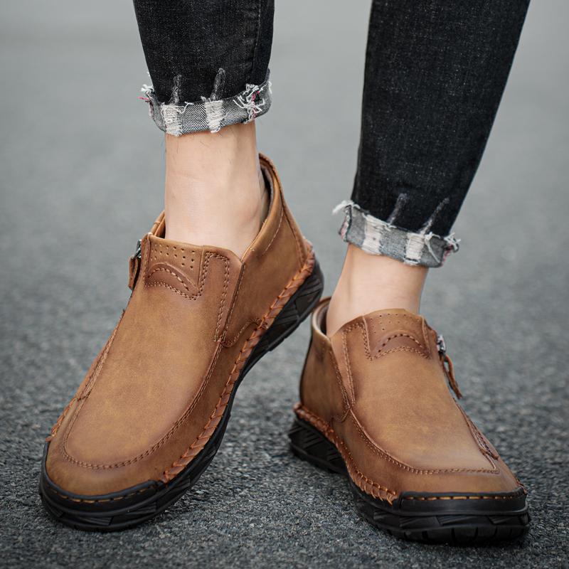 Handmade Split Leather Boots Men Shoes Comfortable Ankle Boots For Men Casual Shoes Large Size Tooling Shoes