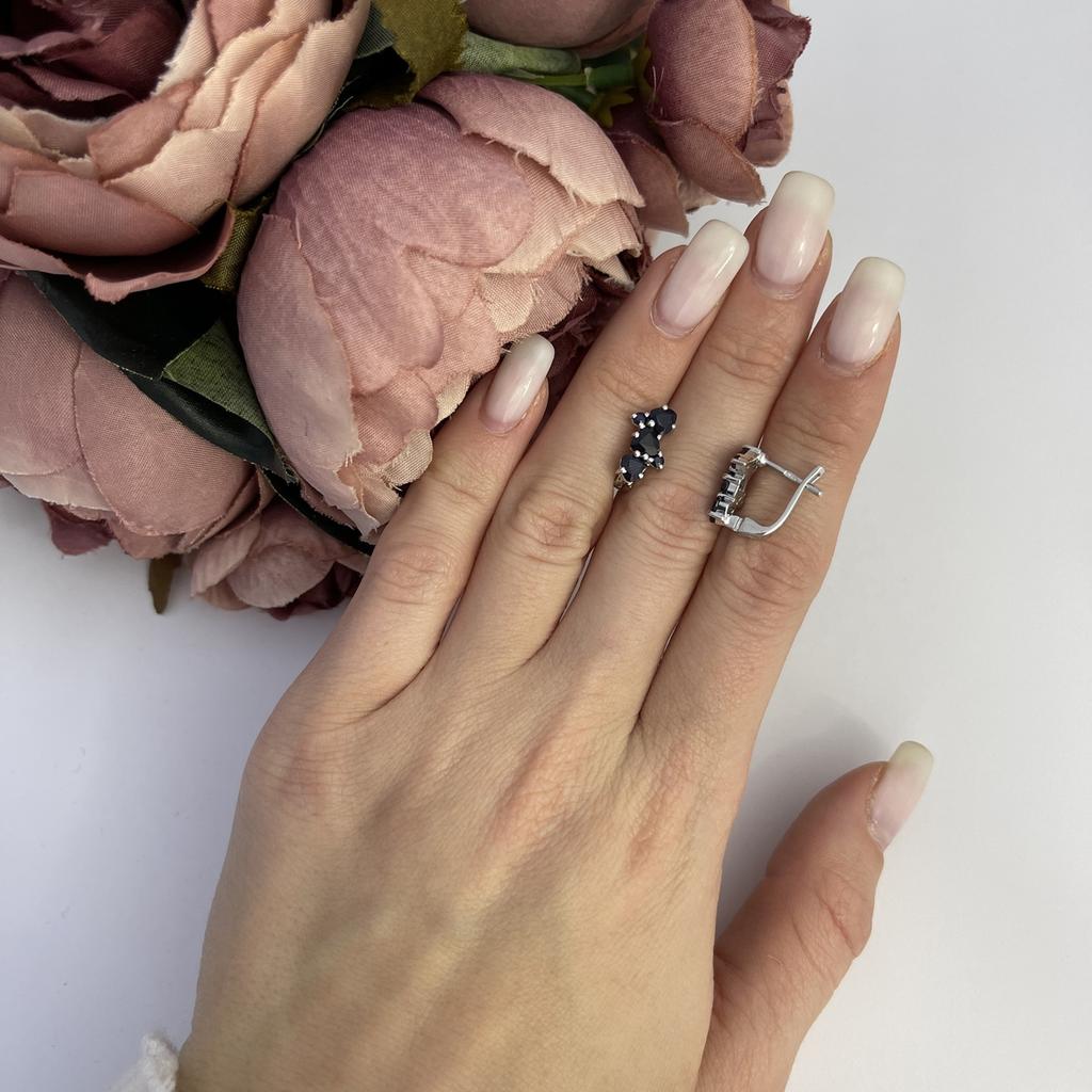 Silver Earrings with Natural Sapphire 2.1ct (2112686)