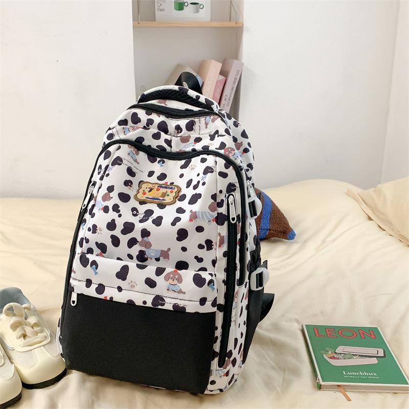 

Leopard Print Junior High School Student Schoolbag Women s Backpack Lightweight Backpack чёрный